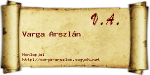 Varga Arszlán névjegykártya